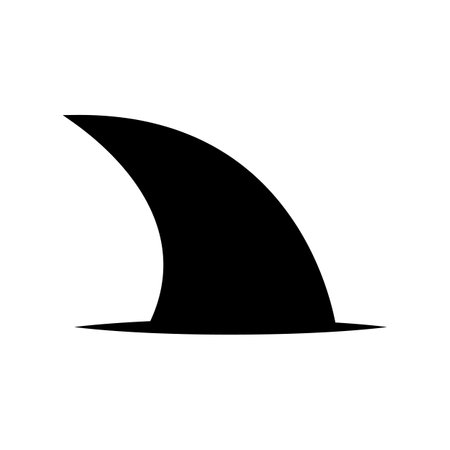 Black fish fin icon. Shark or dolphin fin. Isolated vector illustration on white background.のイラスト素材