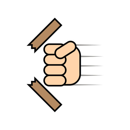 Fist punching breaks the board. vector illustration.のイラスト素材