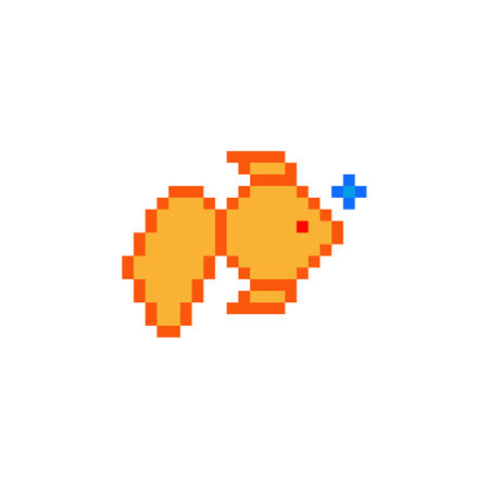 Goldfish vector and icon design. Pixel art and point style.
