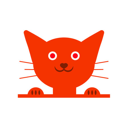 Ginger little cat kitten with big ears. vector logo.のイラスト素材