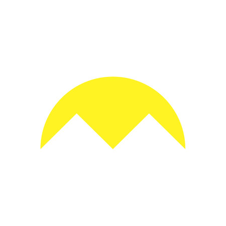 Yellow mountains minimal simple with sun. Isolated vector illustration on white background.のイラスト素材