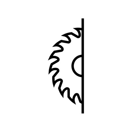 A circular saw blade. Vector and icon with half sawblade. Isolated illustration on white background.のイラスト素材