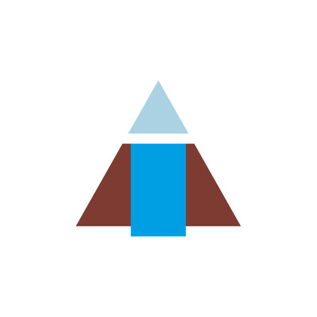 Waterfall vector and icon with mountain river and icy peak.のイラスト素材