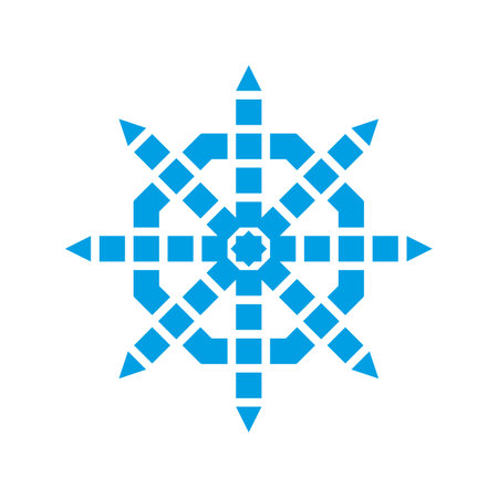 Blue snowflake. Vector abstract logo and icon. Pixel art and point style.のイラスト素材