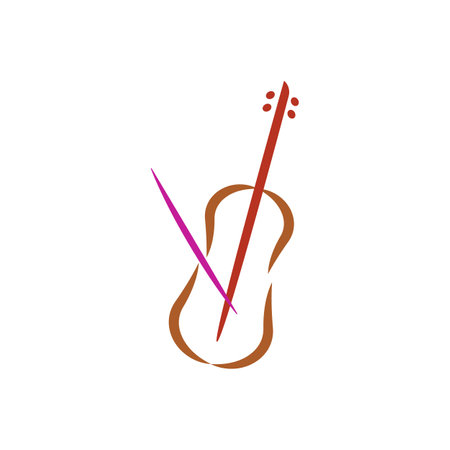 Double bass, contrabass. Vector line color drawing. Hand drawn style.のイラスト素材
