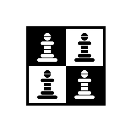Black and white chess pawns on chess board. Vector logo design.のイラスト素材