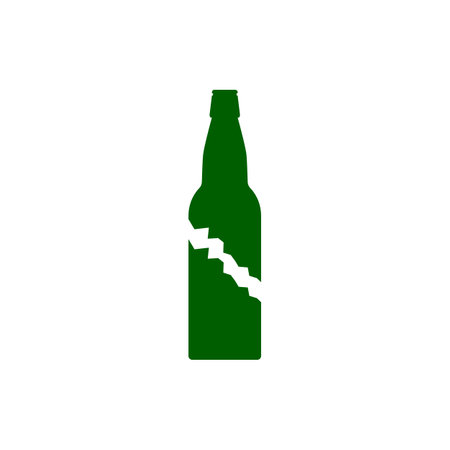 The symbol of broken glass. Icon of a cracked broken glass bottle.のイラスト素材