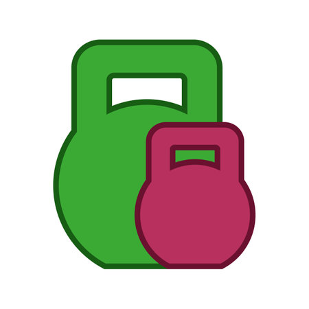 Two kettle bells together icon . Isolated colored vector illustration on white background.のイラスト素材