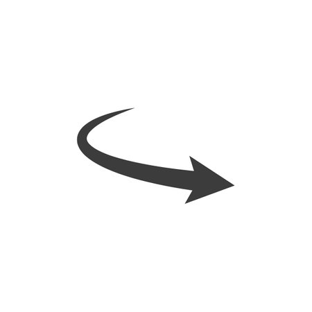 Semicircular rounded curved geometric arrow. The arrow of the flight path and the motion of the object.のイラスト素材
