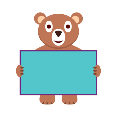 Happy bear holding an empty frame.のイラスト素材
