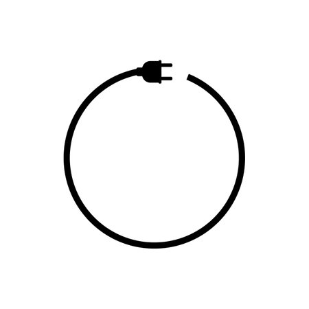 Electrical power plug icon with a long round wire.のイラスト素材