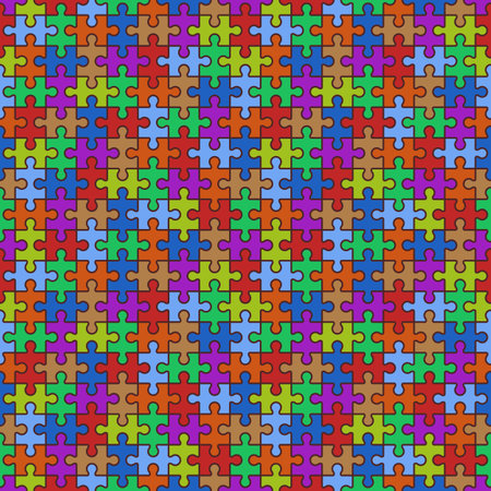 Puzzle pieces put together. Seamless repeating colorful colored background.のイラスト素材