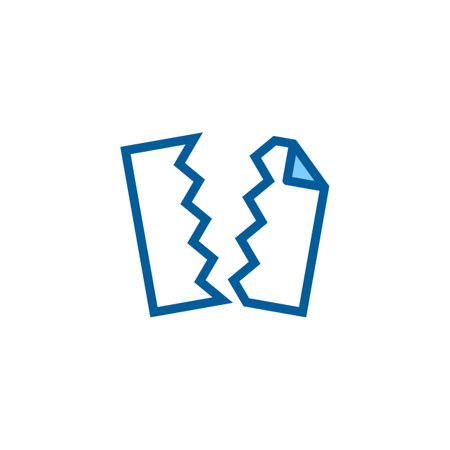 Icon of a piece of paper ripped in half.のイラスト素材