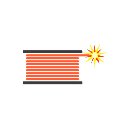 Icon of wire for welding with spool and sparks.のイラスト素材