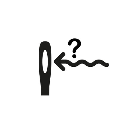 Hand sewing needle eye with arrow shaped thread. How to thread a needle. Vector illustration.のイラスト素材