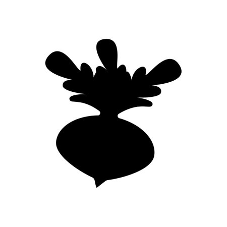 Beet silhouette with leaves. Vector in minimal simple flat style.のイラスト素材