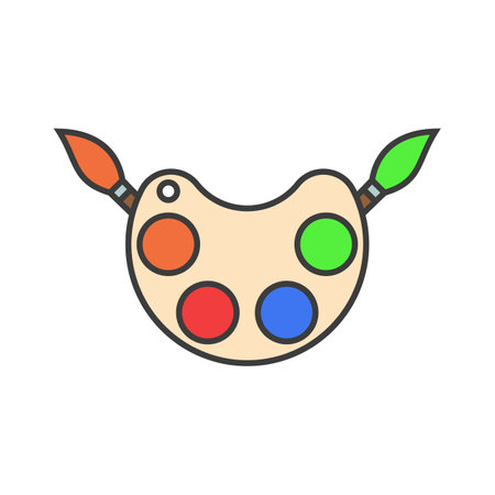 Logo with art paints, palette and paint brushes.のイラスト素材