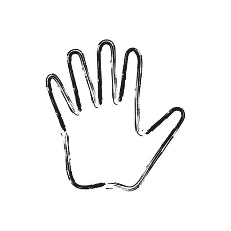 One single empty open human hand palm with fingers splayed and spread wide. Vector in grunge style.のイラスト素材