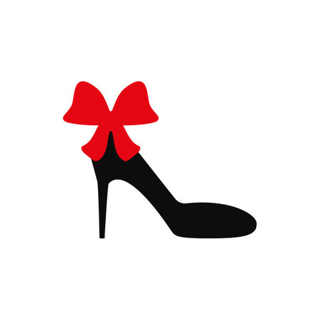Women's shoe with a high heel and a gift bow.のイラスト素材