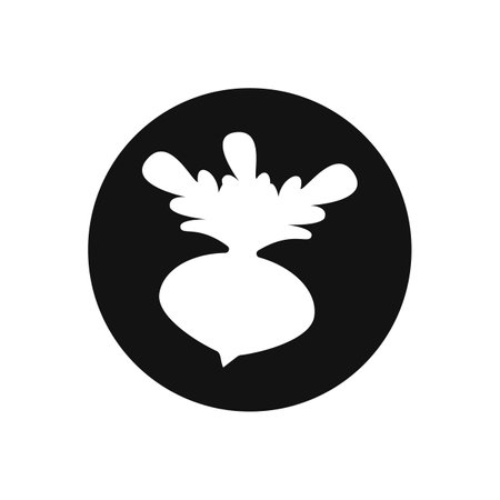 Beet white silhouette with leaves. Round shape vector in minimal simple flat style.のイラスト素材