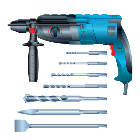 Stock vector hammer drill and SDS drill bitのイラスト素材