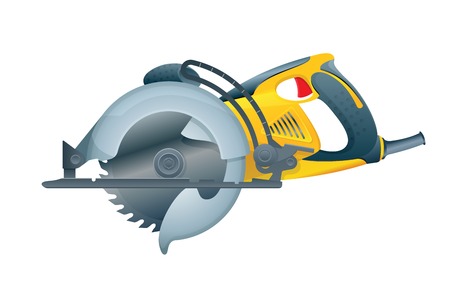 Manual circular saw on white background. Vector illustrationのイラスト素材