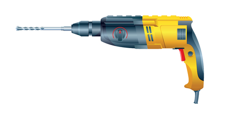 Rotary hammer with a drill on white background. Vector illustrationのイラスト素材