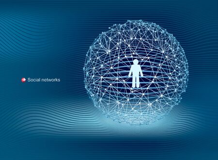 Global communication in social networks. Modern, clean vector design.のイラスト素材