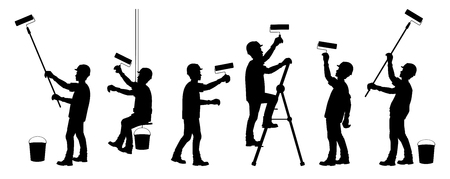 Silhouette of different workers illustration.のイラスト素材