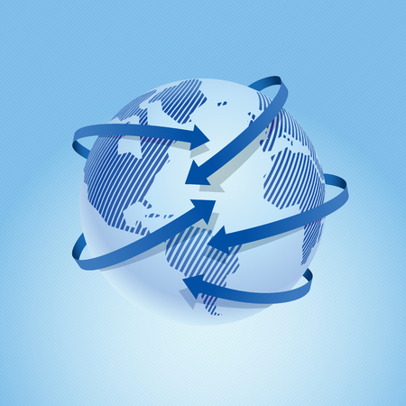 Modern design of the world map with the index arrows. Vector illustration.のイラスト素材