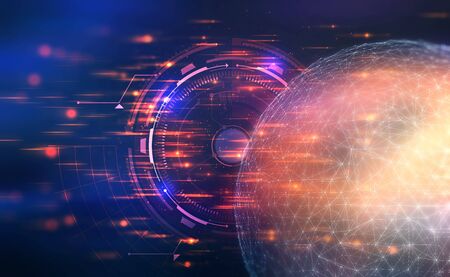 Artificial Intelligence. Control over the global network. 3D illustration on a futuristic backgroundの写真素材