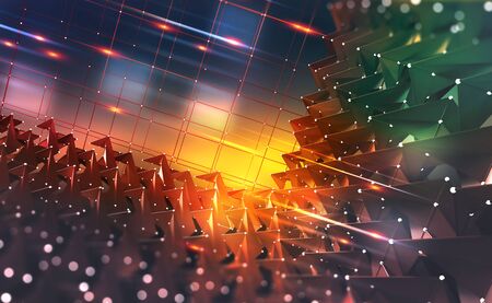 Dig Data concept. Information flows in cyberspace. Blockchain technology. Global digital network of the future. Technological background 3d illustrationの写真素材