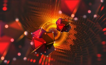 Information blocks in the data stream. Big Data concept. Quantum computer. Nanotechnology of the...