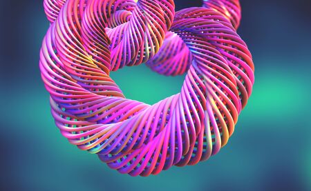 Abstract purple-blue background with twisted elements. 3D illustration in modern design for fresh posters. Clean and colorfulの写真素材