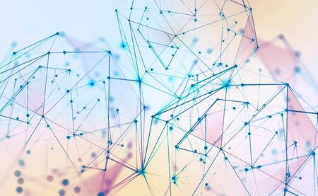 Global neural network. Communication technology of the future. Big Data concept. 3D illustration of...