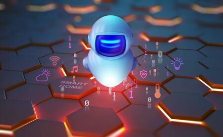 Smart technology of future. Artificial intelligence in scientific research. 3D illustration of a bot...