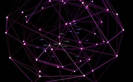 Big data. Associated blocks of information in the global network. 3D illustration of a polygonal...