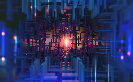 Abstract purple, neon background. Digital technology. Concept of high tech internet network. 3D...