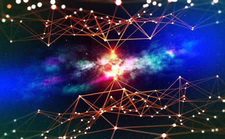 Block chain network and galactic nebula. artificial intelligence. global decentralized database....