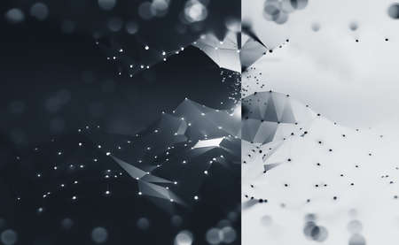 Abstract poster for high-tech interior. Black and white design. Border of light and shadow in...