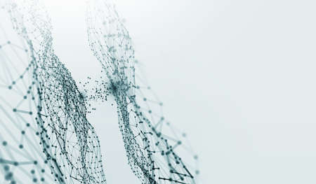 Big data, cryptography programming 3D illustration. Neural network, cloud technologies. Global...