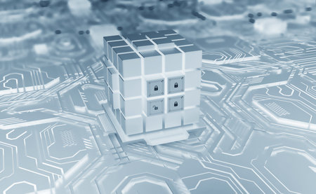 Cyberspace and artificial intelligence 3D illustration. Digital technology and data security....