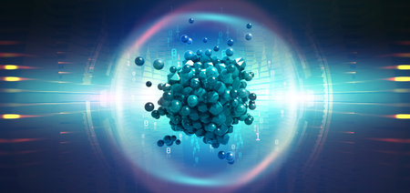 High technology, global database and future digital world concept. Information cluster 3D...