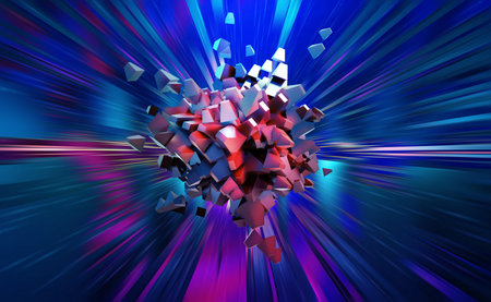 Big data in digital cyberspace. High-speed communication and high technologies. 3D illustration of...