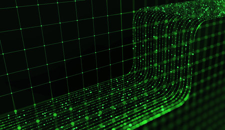 Stream, flow digital data. Big data analytics and business strategy for innovative solutions. 3D illustration of network structures, guides and nodes of information accumulationの写真素材