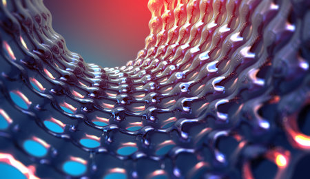 3D illustration nano surface, crystal structure, molecular lattice, internet technology. Abstract...