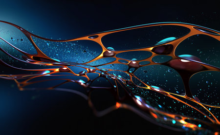 Abstract cyber network, synthetic mind and artificial intelligence. Neural network and big data analytics. Fantastic 3D illustration of high tech innovationの写真素材