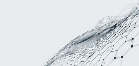 Neural network and cloud technologies. Global database and artificial intelligence. big data concept. Bright, colorful 3D illustration of polygonal network, cybersecurity and internet businesの写真素材