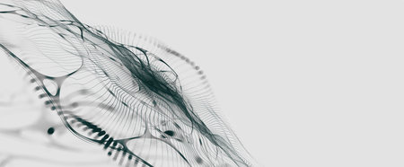 Abstract neural network 3D illustration. Cyber emotion for business presentation. Nano particles in the digital space of neural connections. big data funnelの写真素材