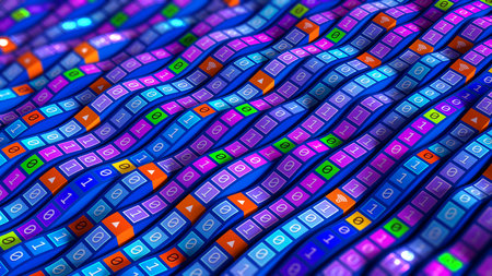 Cyber field of digital strings. Binary code, data flow, open information. Big data and high speed...